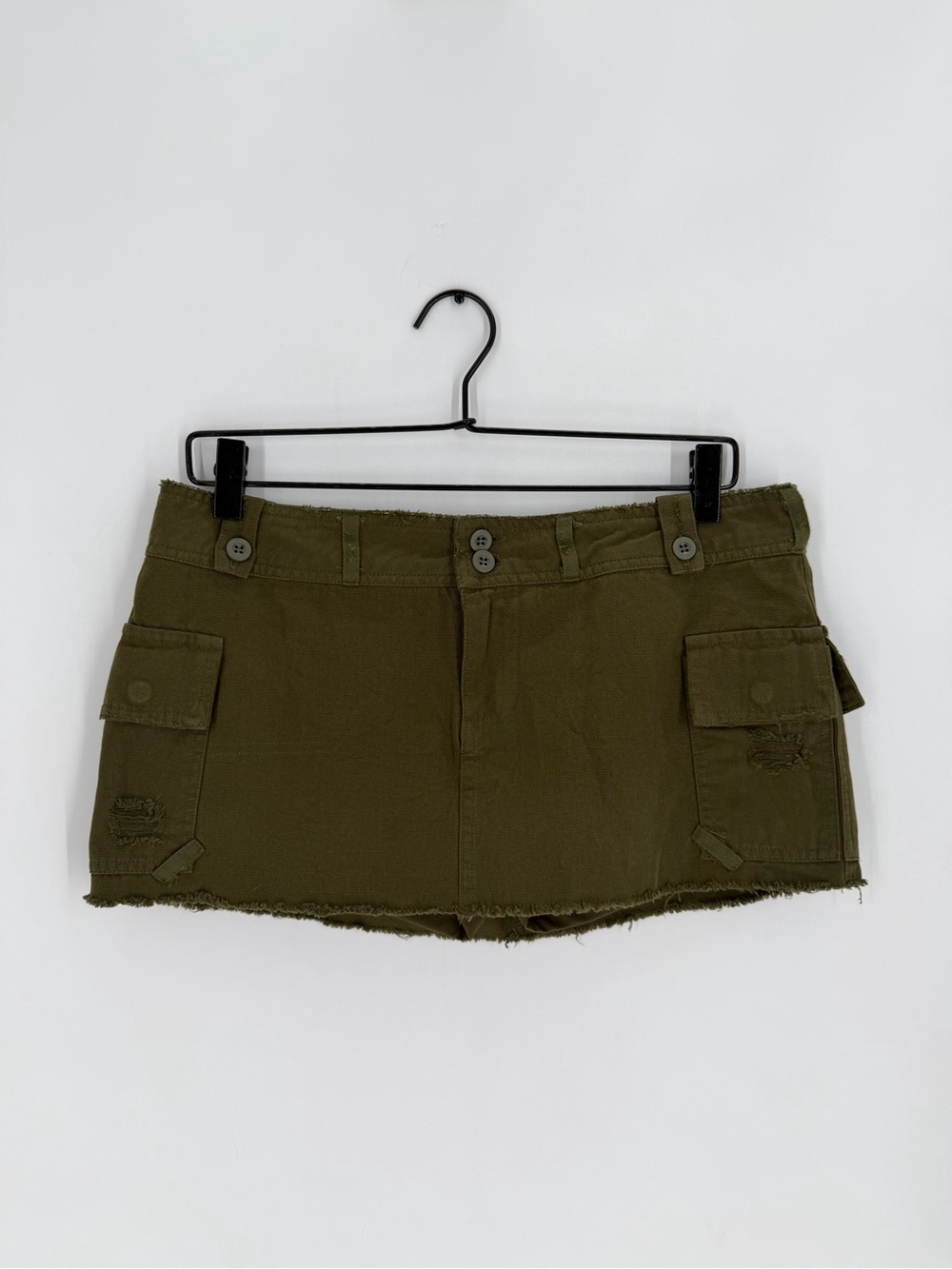Guizio Jude Cargo Low Rise Utility Mini Skirt In Olive